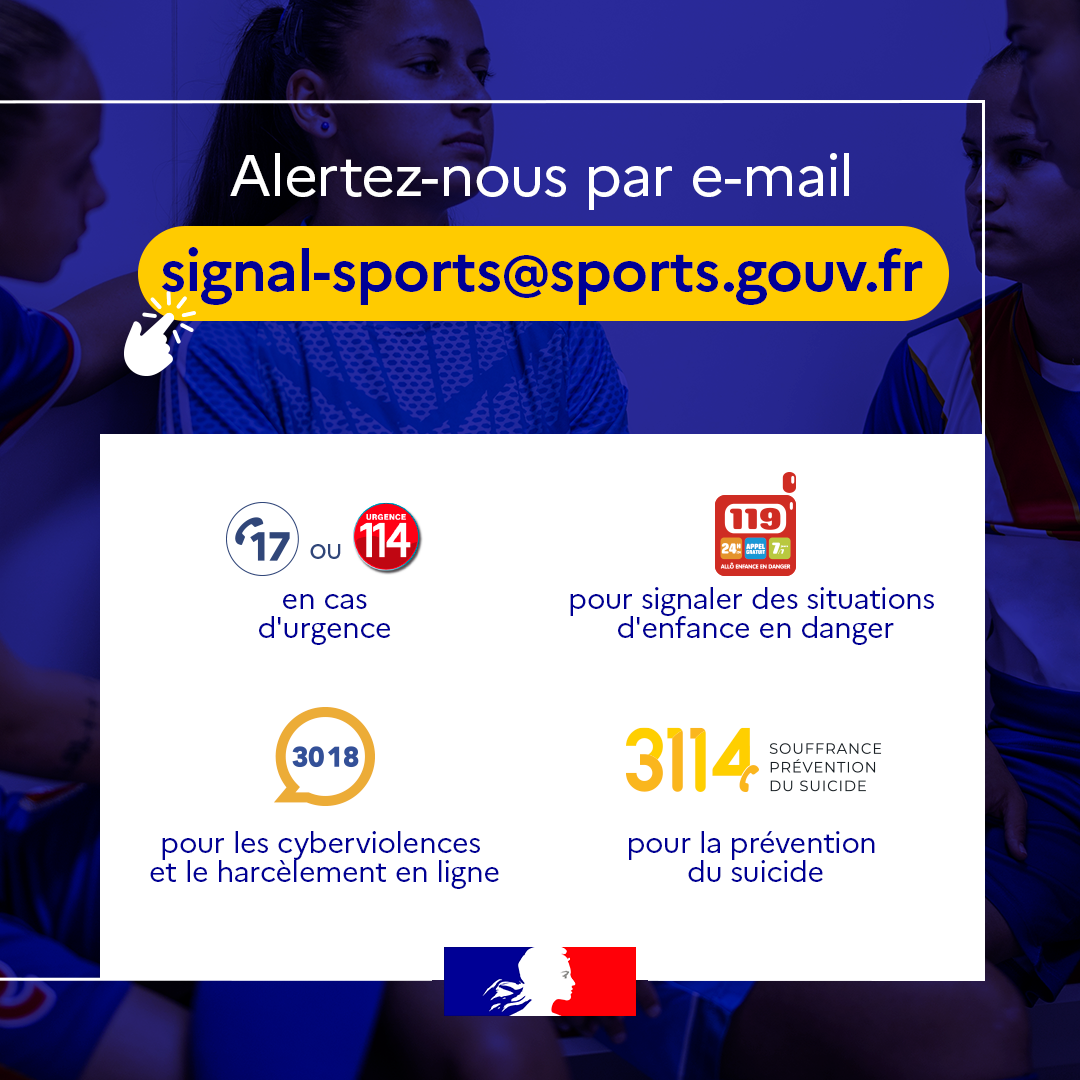 Campagne Signal-Sports du ministère des Sports : face aux violences dans le sport, ne restez pas seul, signalez.